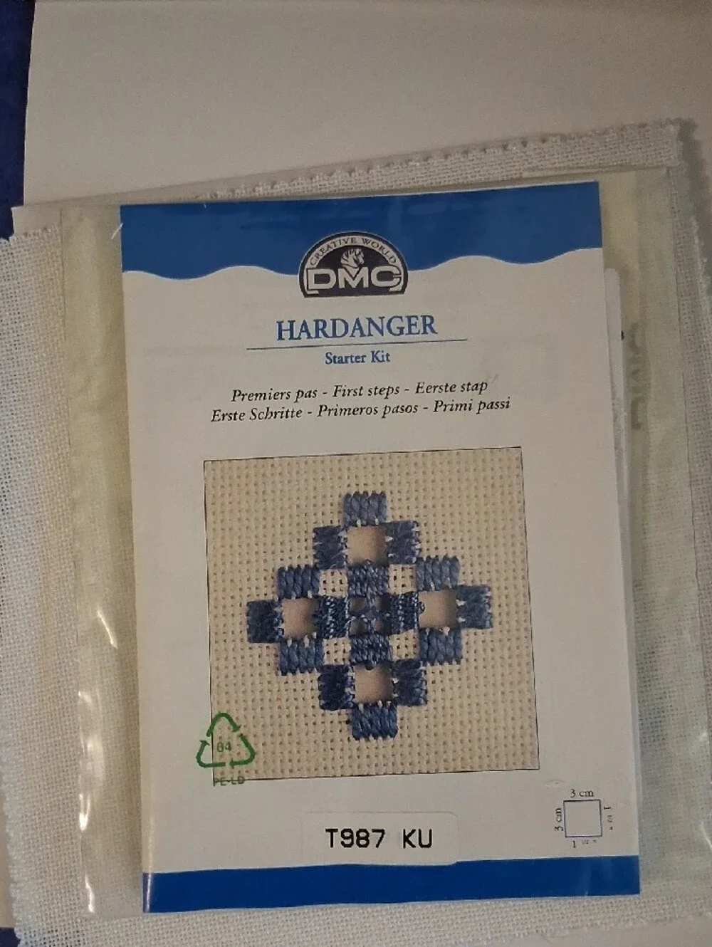 DMC Hardanger Stitchery Kit - Pink & Cream  Embroidery Kit